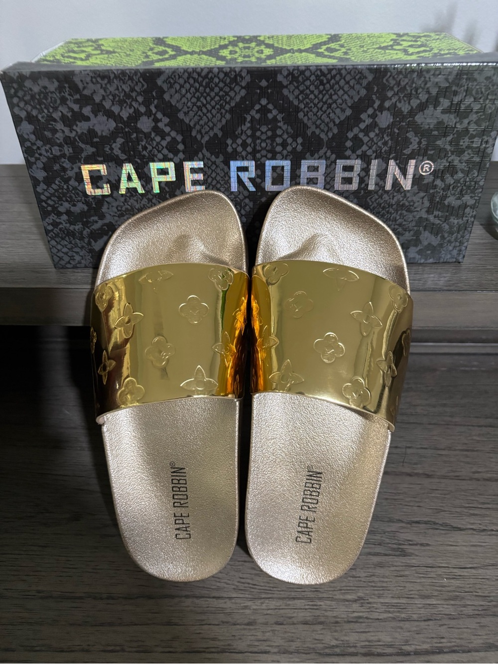 Cape Robbin Metallic Gold Slide Sandals